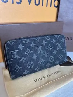 ルイヴィトン ジッピーウォレット モノグラム デニム ブルー M95341