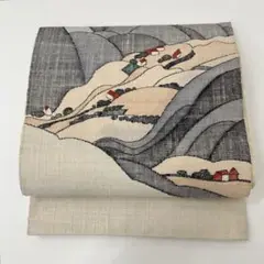 名古屋帯 上品な織出し 紬の八寸 正絹 着物 HO-1476