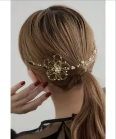 完売商品 niana メタルフラワーパールヘッドドレス シルバー