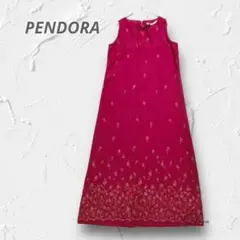 Y4025＊PENDORA ロングノースリーブワンピース 刺しゅう花柄 M