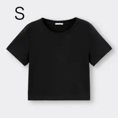 【最終価格】GU ジーユー　コットンミニT　半袖　丈短め　ブラック　Sサイズ