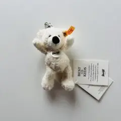 【新品】Steiff シュタイフ ホワイトキーホルダー