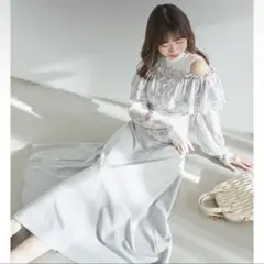 MAJESTICLEGON ウエストきゅっとオフショルワンピ