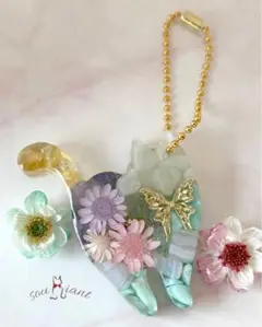 オルゴナイト キーホルダー チャーム　猫④☆幸運 お守り