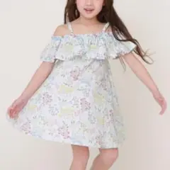 【極美品】ラポシェビスキュイ ワンピース オフショルダー 花柄 うさぎ 110