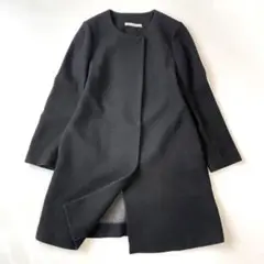 theory luxe セオリーリュクス ノーカラー コート 40 黒 ブラック