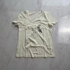 ほぼ美品　J&R プリント Tシャツ　Ｍ　白　半袖 トップス　コットン100%