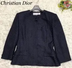 美品✨クリスチャンディオール ノーカラージャケット 大きいサイズ シルク100%