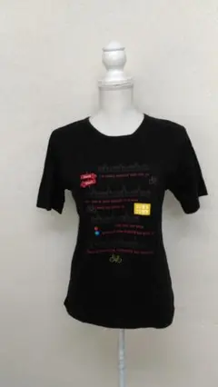 値下大歓迎 #256 レディース CASUAL カラフルプリント Tシャツ 黒