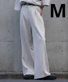 クシル TRストレッチルーズシルエットハイウエストフレアパンツ ライトグレー M