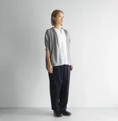 新品タグ付きHUIS/遠州織物 ウォッシャブルウール5分袖カーディガン