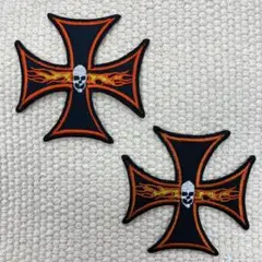 刺繍ワッペン　エンブレム　骸骨　スカル　2枚セット