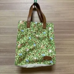 となりのトトロ　リーフ柄バッグ　レザー持ち手【ノベルティのため非売品】