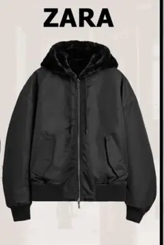 ZARA ブラック フード付きジャケット