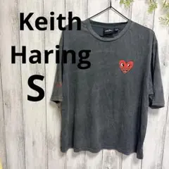 Keith Haring ハート刺繍【S】 半袖Tシャツ グレー