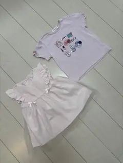 ♡ピンク　トップス　2枚セット　120センチ　ムーノンノン&ベベスラップスリップ