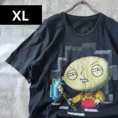 US古着/2XL ファミリーガイ マインクラフト 半袖Tシャツ メンズ レア 黒