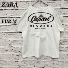 ザラ【EURM】Capitolコラボ 半袖Tシャツ　ポケット ホワイト コットン