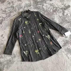 【アデッソローラ】（L）カジュアル シャツ おしゃれ 花柄 総柄 刺繍 タグ付き