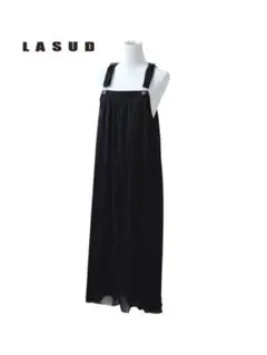 LASUD　シフォン　レースアップデザイン　ジャンパースカート　ワンピース