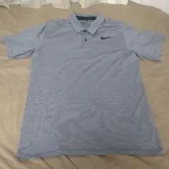【美品】Nike Golf MENSストライプポロシャツ グレー