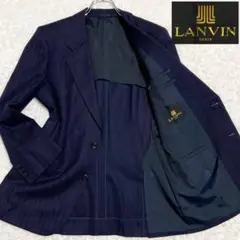 LANVIN テーラードジャケット カシミヤ混 シングル2B ネイビーストライプ