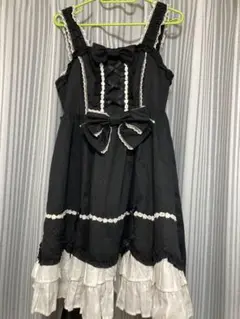 Angelic Pretty ジャンスカ 黒 JSK 無地 カチューシャ セット