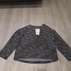 新品　タグ付き　ブラック系チェック 長袖トップス