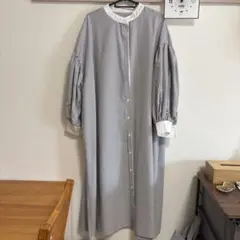 CORNERS by KR ボリュームスリーブストライプシャツワンピース
