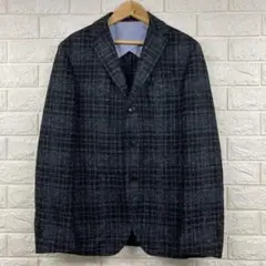 【未使用級】ドルモア ニットジャケット テーラードジャケッ XL チェック 未使用級】ドルモア ニットジャケット テーラードジャケッ XL