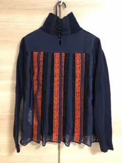 sacai バックレースウールタートルニット