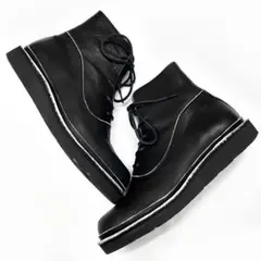 Y's レースアップ スムースレザーブーツ 黒6