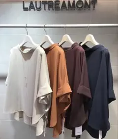 LAUTREAMONT ロートレアモン サテンジョーゼットブラウス ネイビー 秋