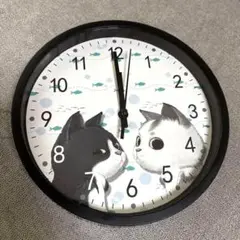 猫のイラスト掛け時計 直径20cm 送料無料 新品