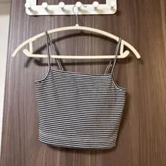 ボーダーキャミソール 白黒　カップ付き