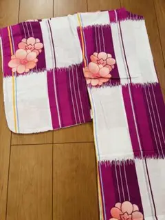 紫と白のストライプ 浴衣