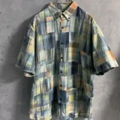 North River ノースリバー パッチワークシャツ 半袖 総柄 チェック柄