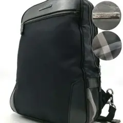 美品✨ブラックレーベルクレストブリッジ リュック ロゴ レザー チェック 黒