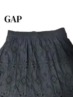 GAP フレアスカート　ウエストゴム　裏地あり　コットン　ブラック　L