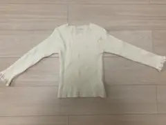 【美品】プティマイン 花柄リブニット オフホワイト 110cm