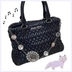 miumiu♡ナッパクリスタル 2wayバッグ ショルダー ブラック