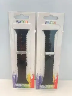 2本SET コンパチブル apple watch 42/44/45㎜、ブラック