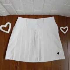 le coqsportif ホワイト プリーツミニスカート レディース L