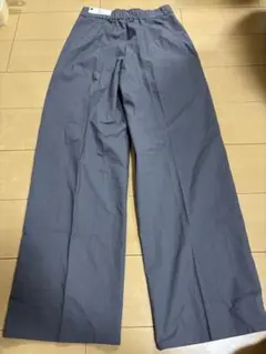 新品タグ付き　GU リネンブレンドタックワイドパンツ　丈長め　 M グレー