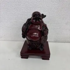 値下げ　木製ダークレッド仏像 約15cm 置物