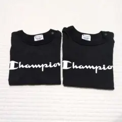 【美品】Champion 黒 Tシャツ 肩ボタン付き　90サイズ