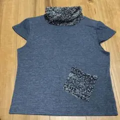 TOMOMI 半袖　タートルネック　カットソー Tシャツ　グレー