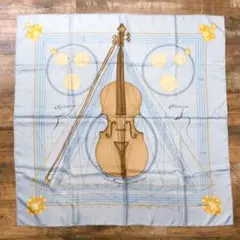 美品 HERMES カレ90 球体が奏でる音楽 シルク スカーフ バイオリン
