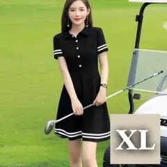 夏　Aライン　ポロシャツ　ワンピース　ゴルフウェア　半袖　XL　フリーサイズ