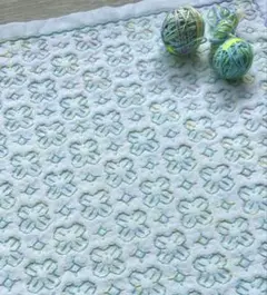 刺し子ふきん　四つ葉のクローバー